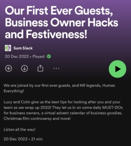 This is a screenshot of episode one of our podcast, Sum Slack